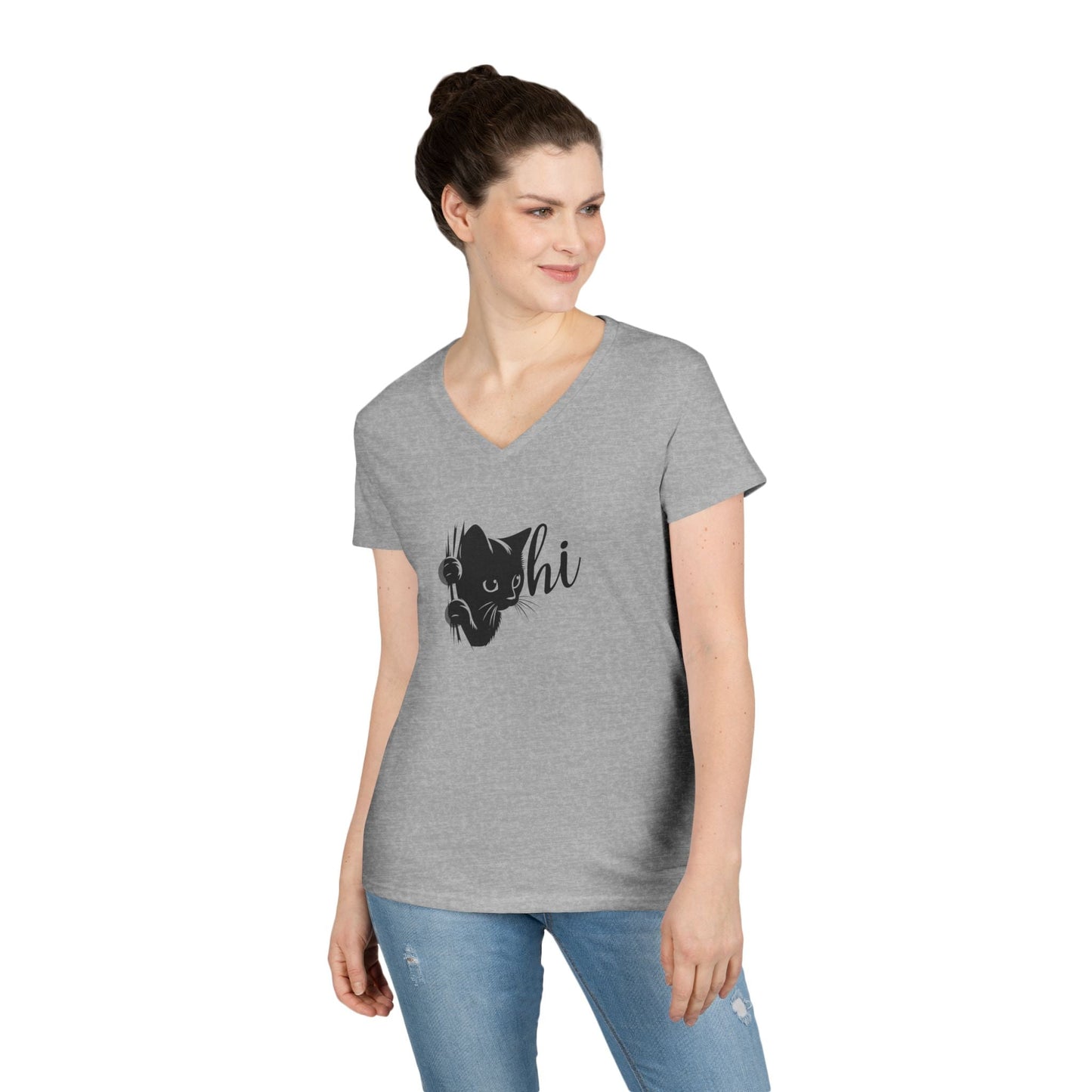 Charming Cat Lovers V-Neck Tee - Perfect Casual Wear - Korvel