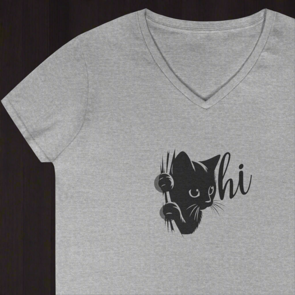 Charming Cat Lovers V-Neck Tee - Perfect Casual Wear - Korvel