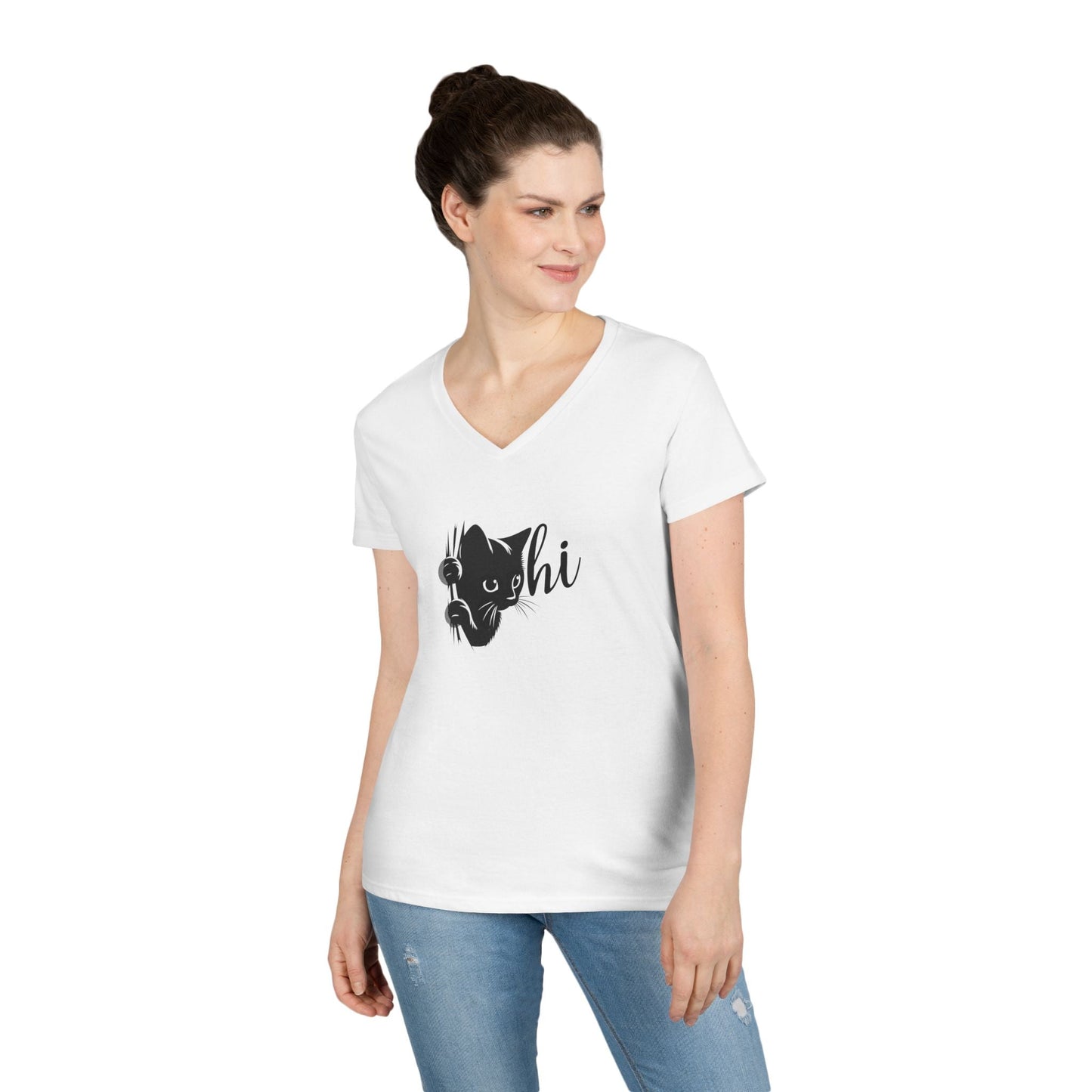 Charming Cat Lovers V-Neck Tee - Perfect Casual Wear - Korvel