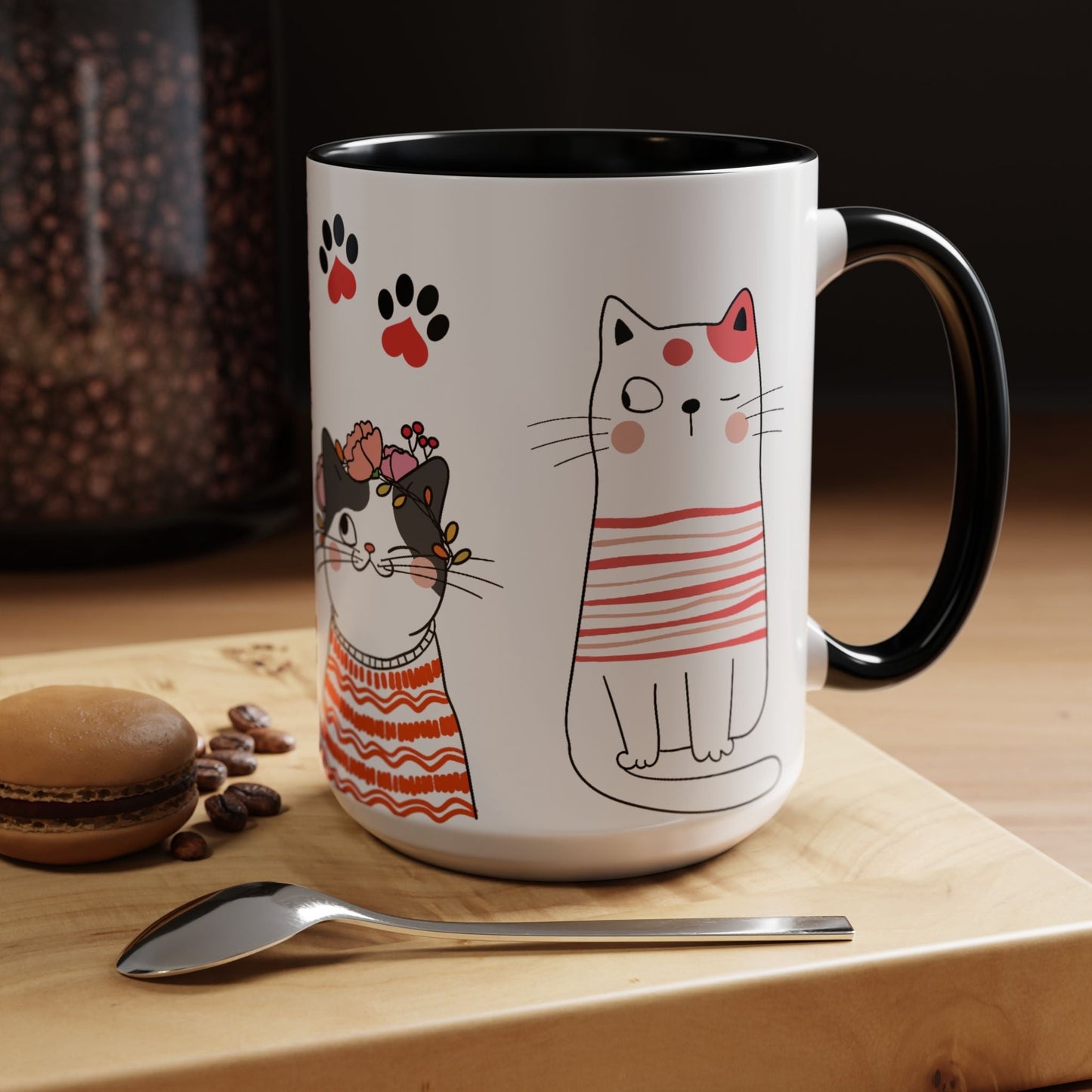 Taza de café de gatos fríos y adorables