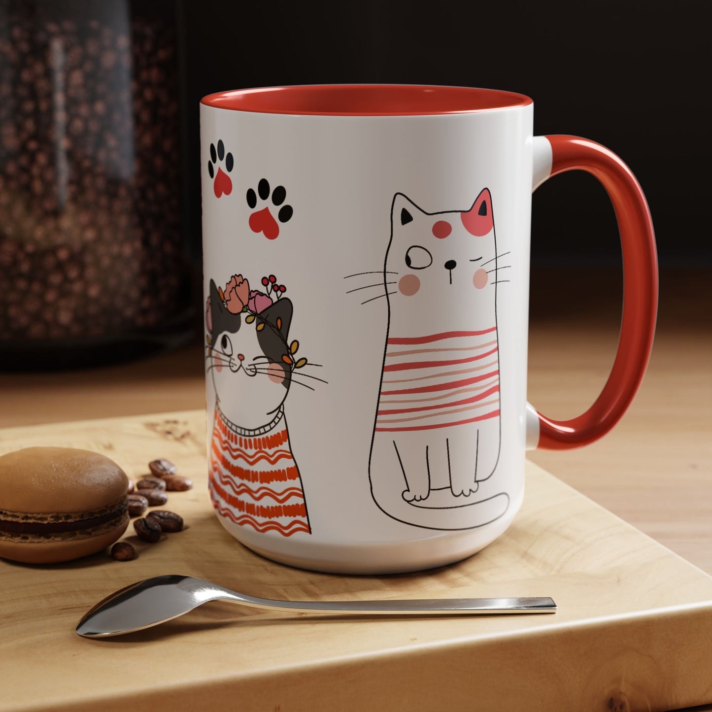Taza de café de gatos fríos y adorables