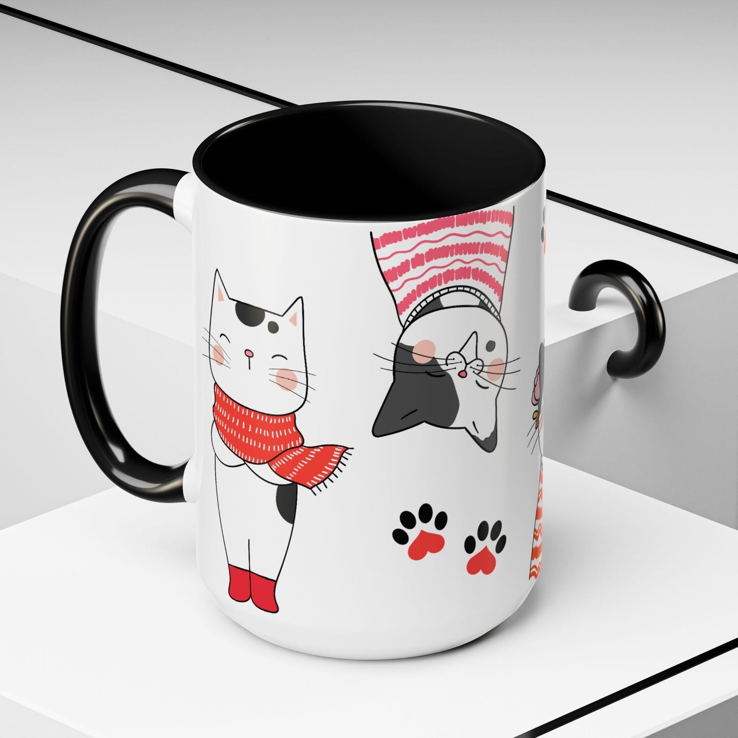 Taza de café de gatos fríos y adorables