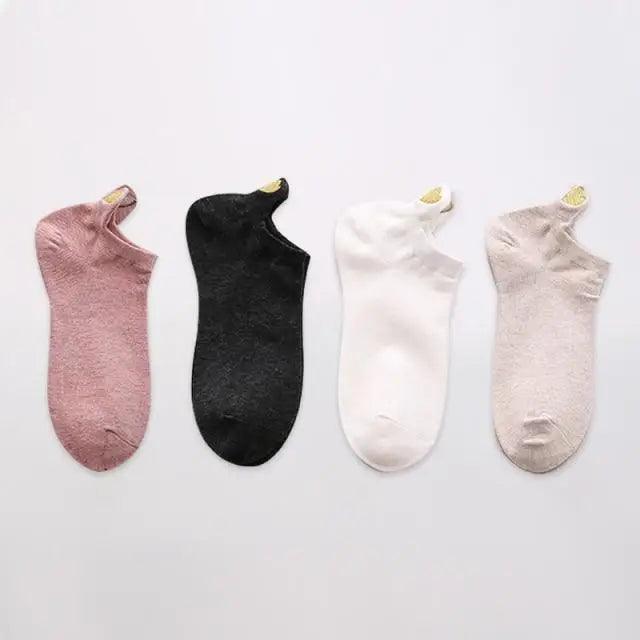 Chaussettes Cheville Design Cœur Mignon - 4 Paires pour Femmes