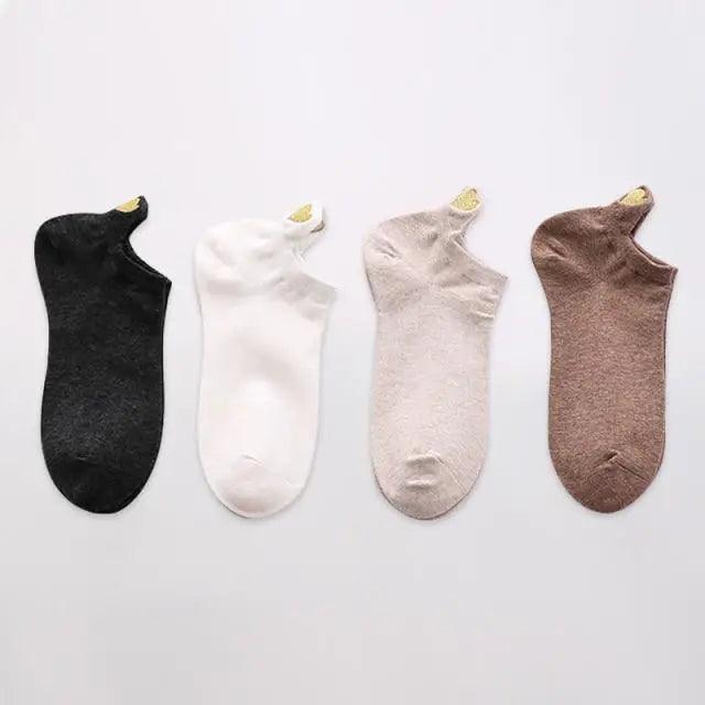 Chaussettes Cheville Design Cœur Mignon - 4 Paires pour Femmes