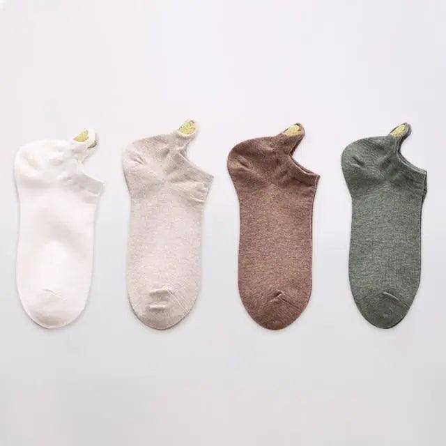 Chaussettes Cheville Design Cœur Mignon - 4 Paires pour Femmes