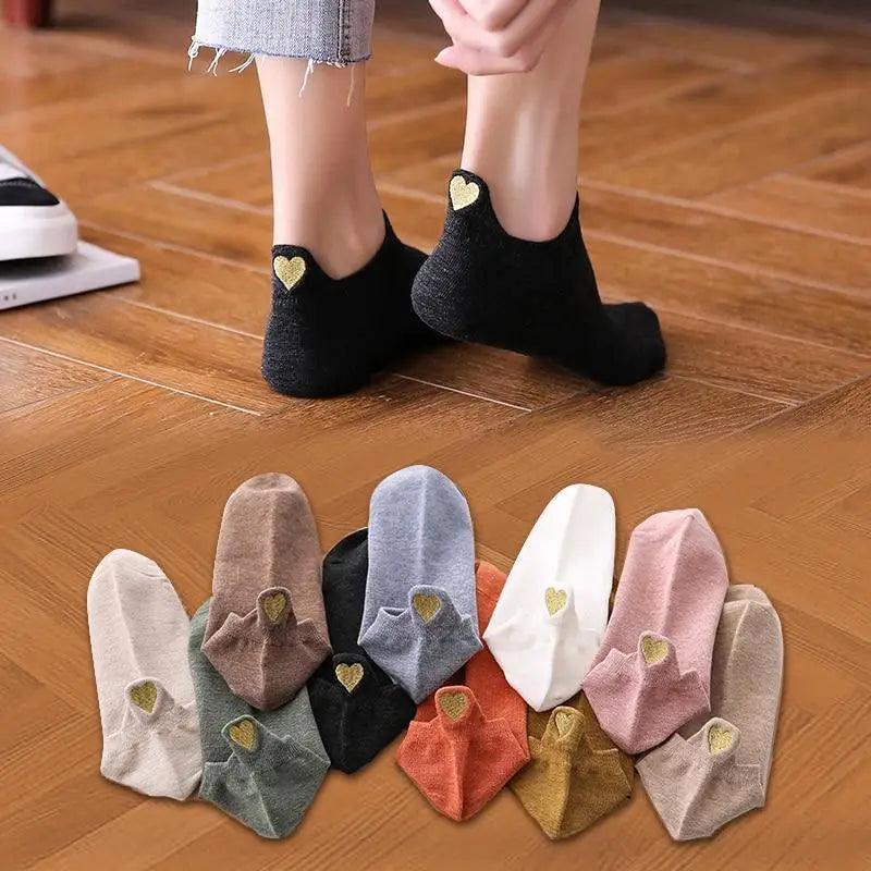 Chaussettes Cheville Design Cœur Mignon - 4 Paires pour Femmes