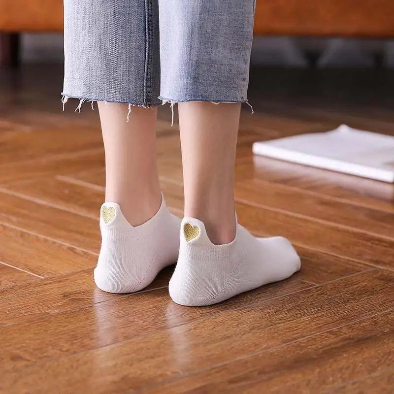 Chaussettes Cheville Design Cœur Mignon - 4 Paires pour Femmes