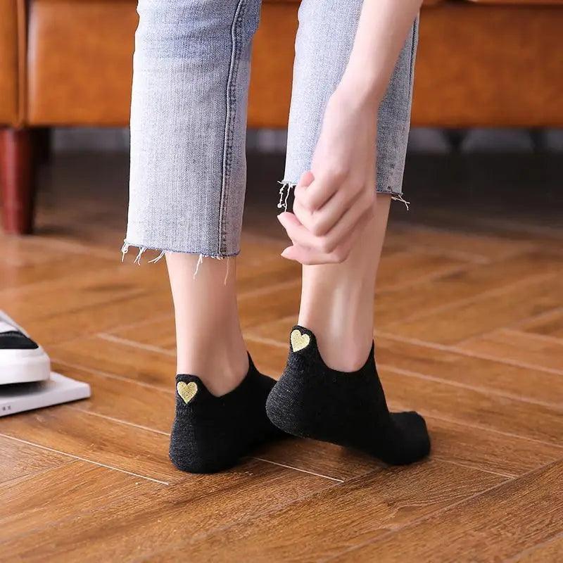 Chaussettes Cheville Design Cœur Mignon - 4 Paires pour Femmes