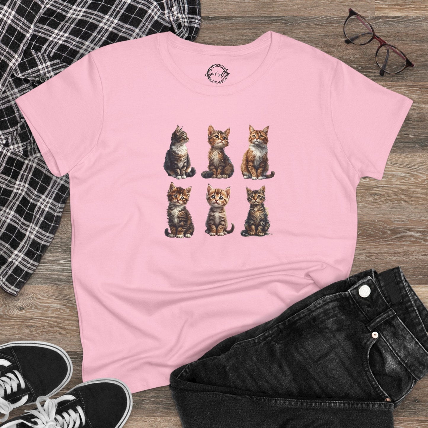 Cute Kittens Women's Cotton T-Shirt for Cat Lovers