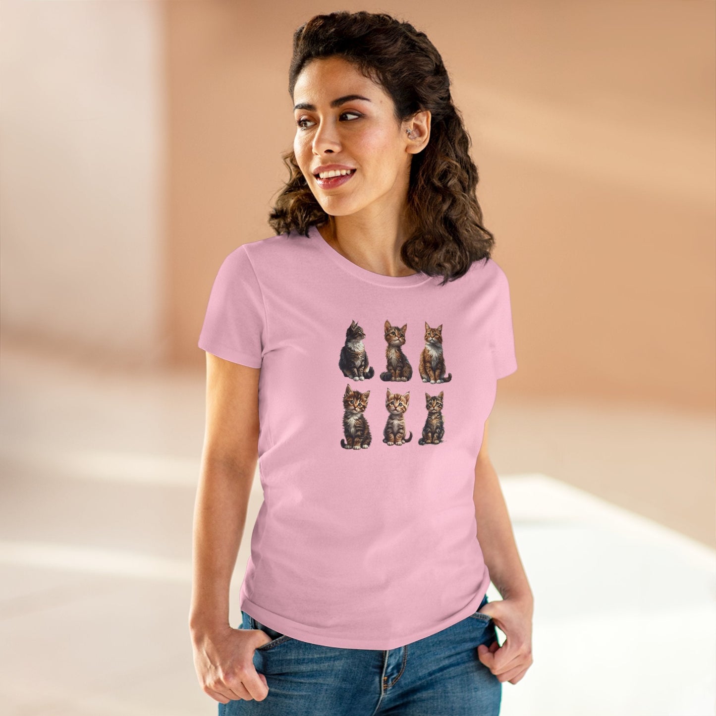 Cute Kittens Women's Cotton T-Shirt for Cat Lovers