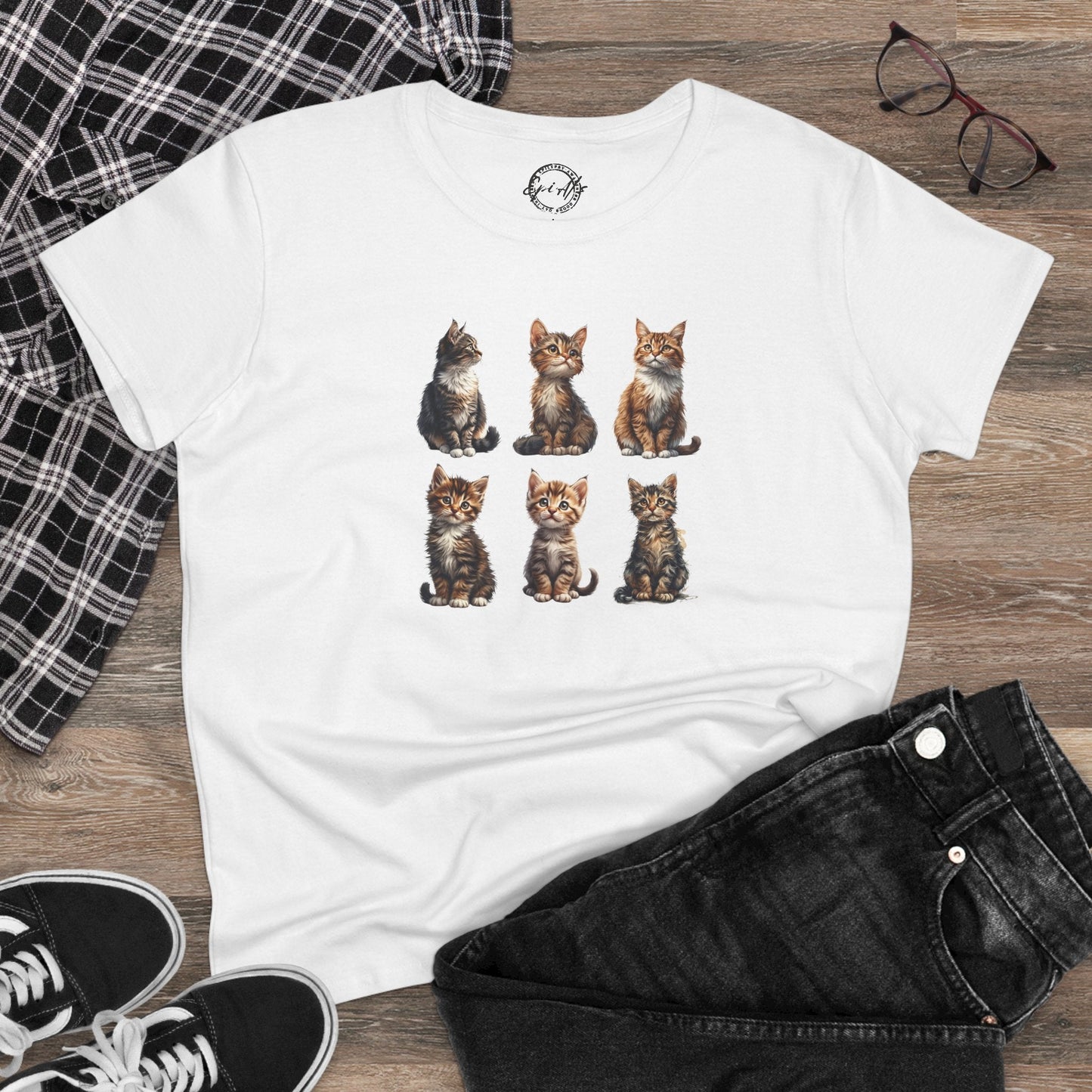 Cute Kittens Women's Cotton T-Shirt for Cat Lovers