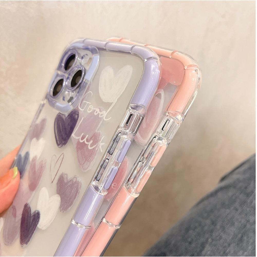 Cute Love Heart Soft Shockproof Bumper Phone Case for iPhone
