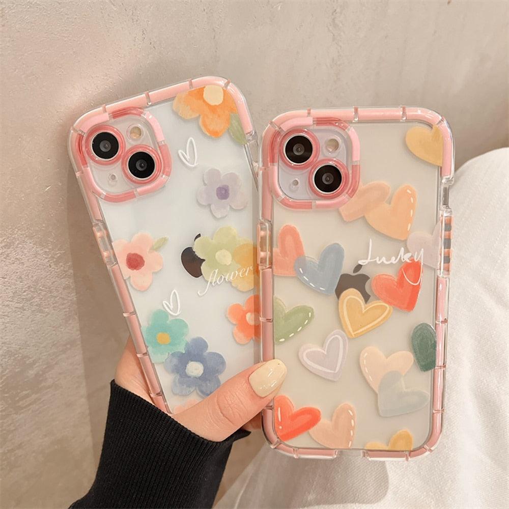 Cute Love Heart Soft Shockproof Bumper Phone Case for iPhone