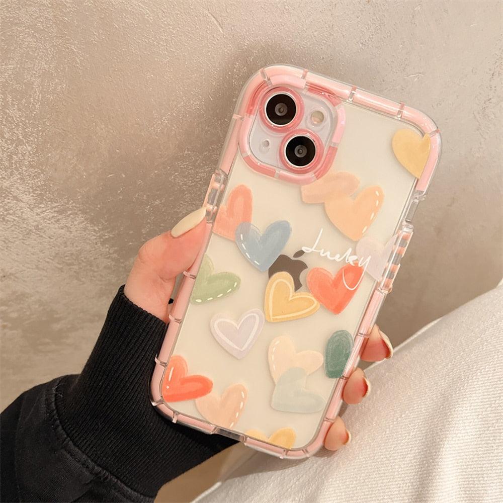 Cute Love Heart Soft Shockproof Bumper Phone Case for iPhone