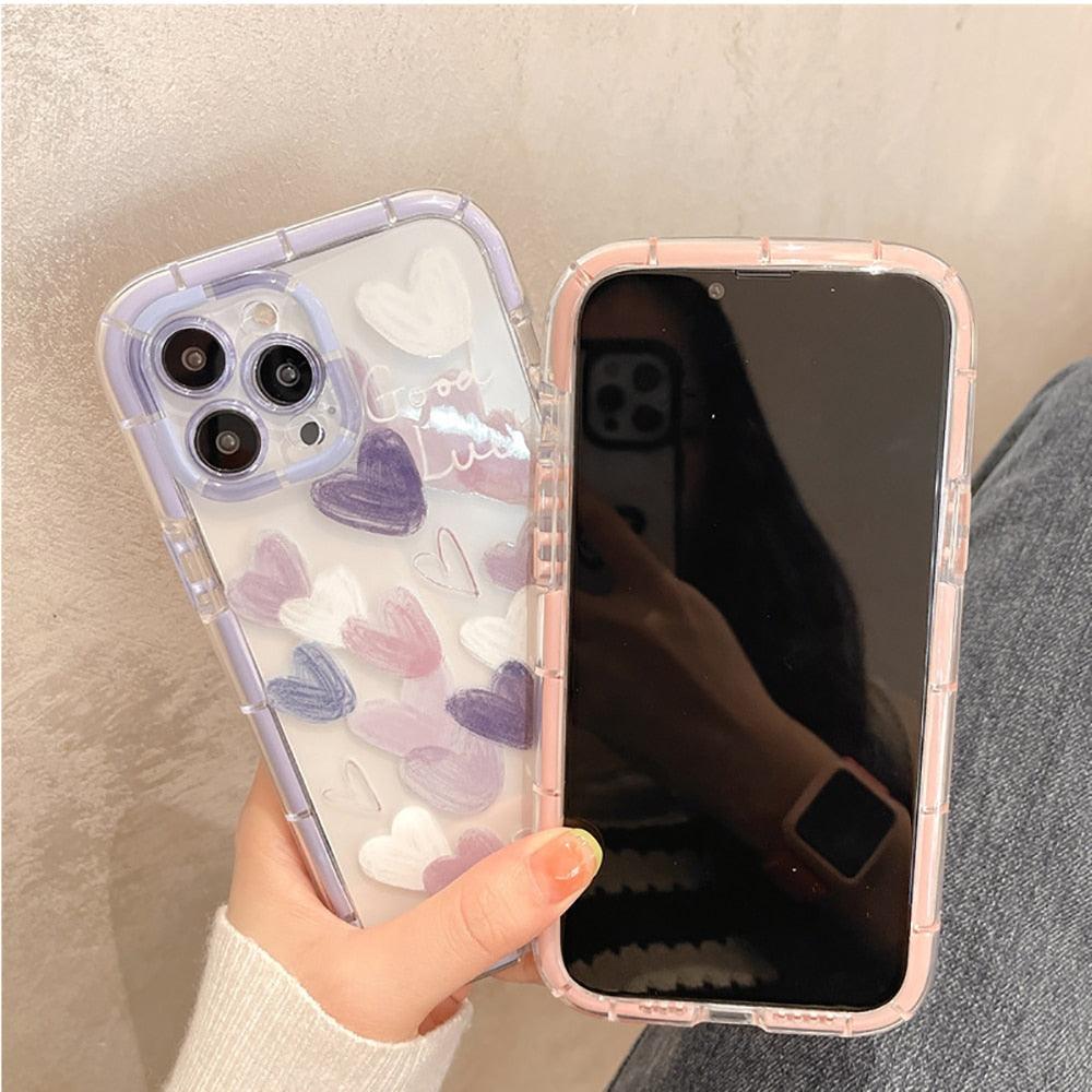 Cute Love Heart Soft Shockproof Bumper Phone Case for iPhone