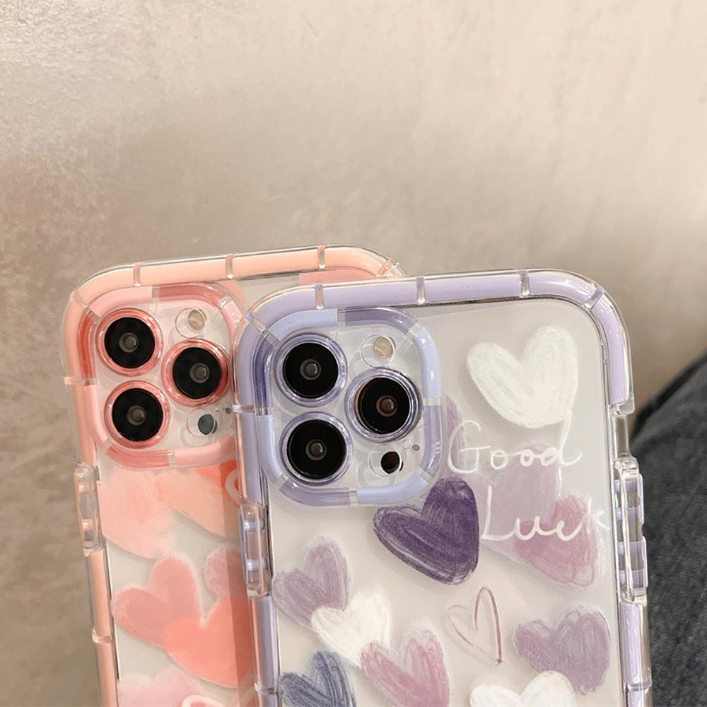 Cute Love Heart Soft Shockproof Bumper Phone Case for iPhone