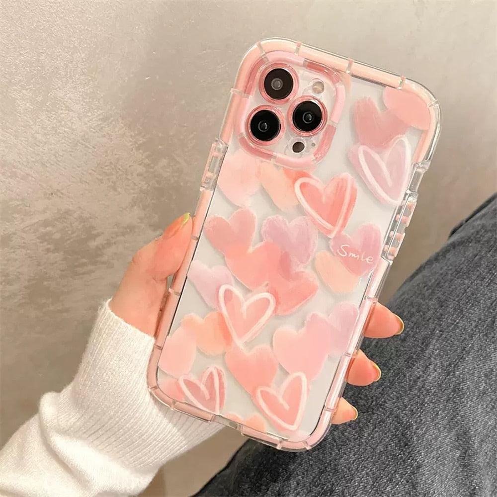 Cute Love Heart Soft Shockproof Bumper Phone Case for iPhone