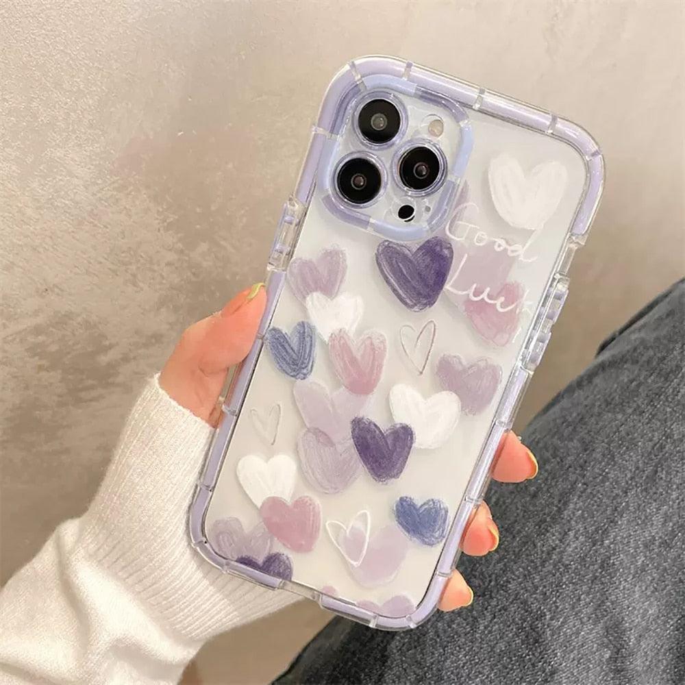 Cute Love Heart Soft Shockproof Bumper Phone Case for iPhone