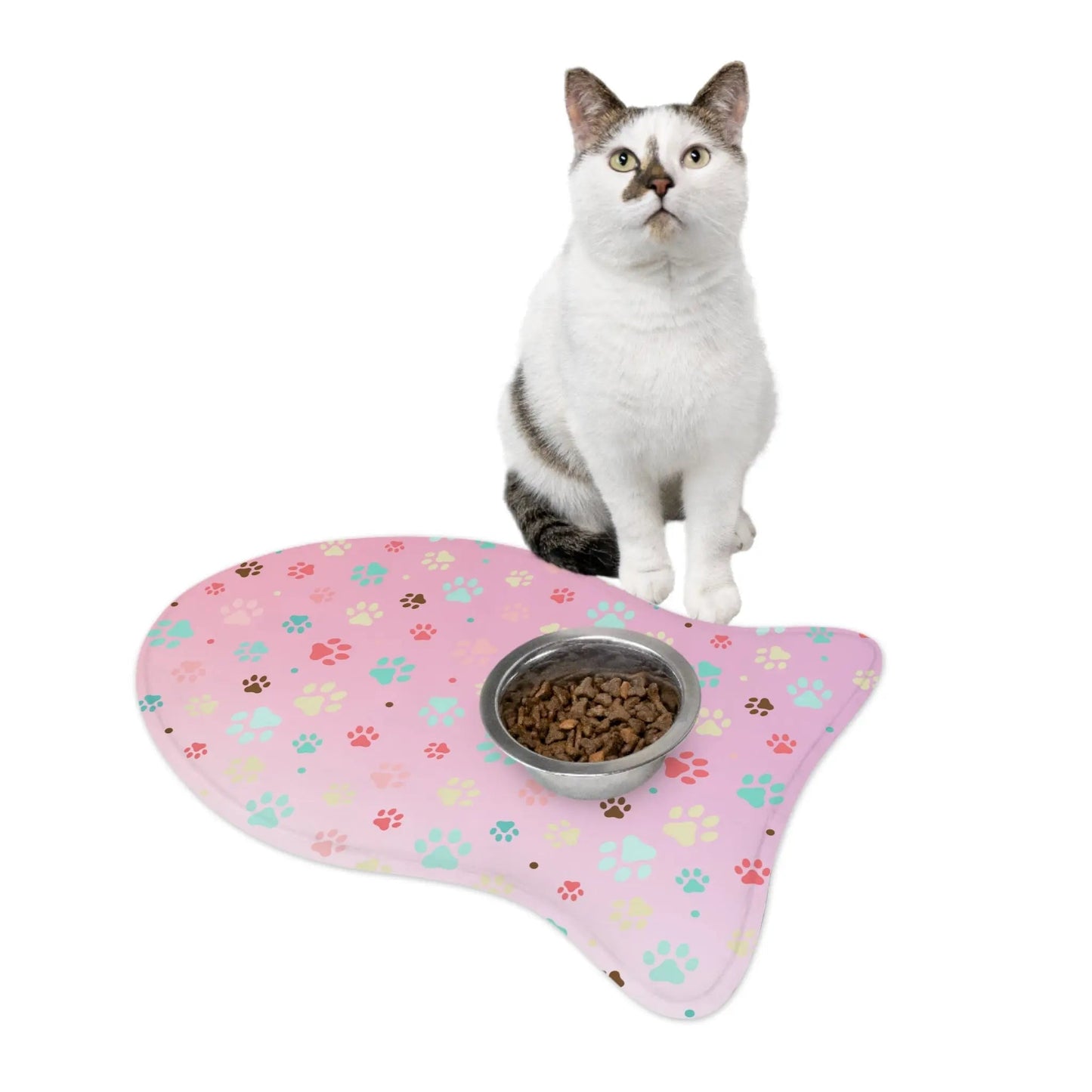 Charming Paw Print Pet Feeding Mat - Slip-Resistant Bowl Holder - Korvel