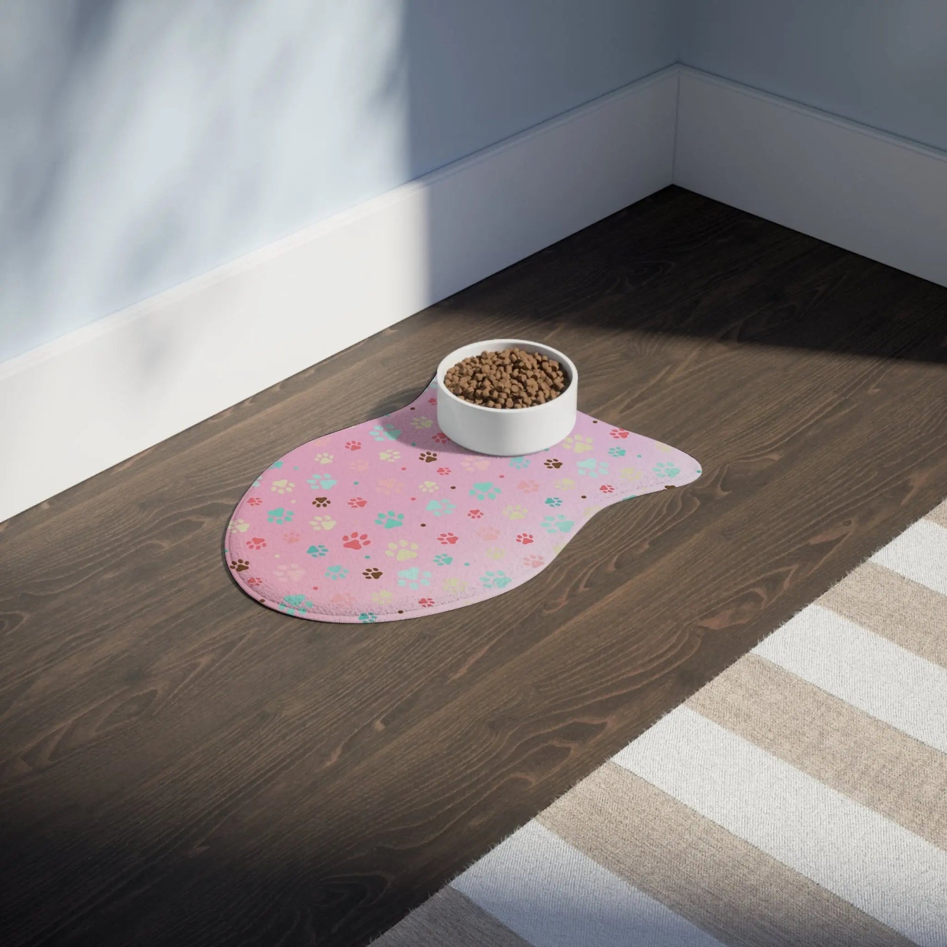 Charming Paw Print Pet Feeding Mat - Slip-Resistant Bowl Holder - Korvel