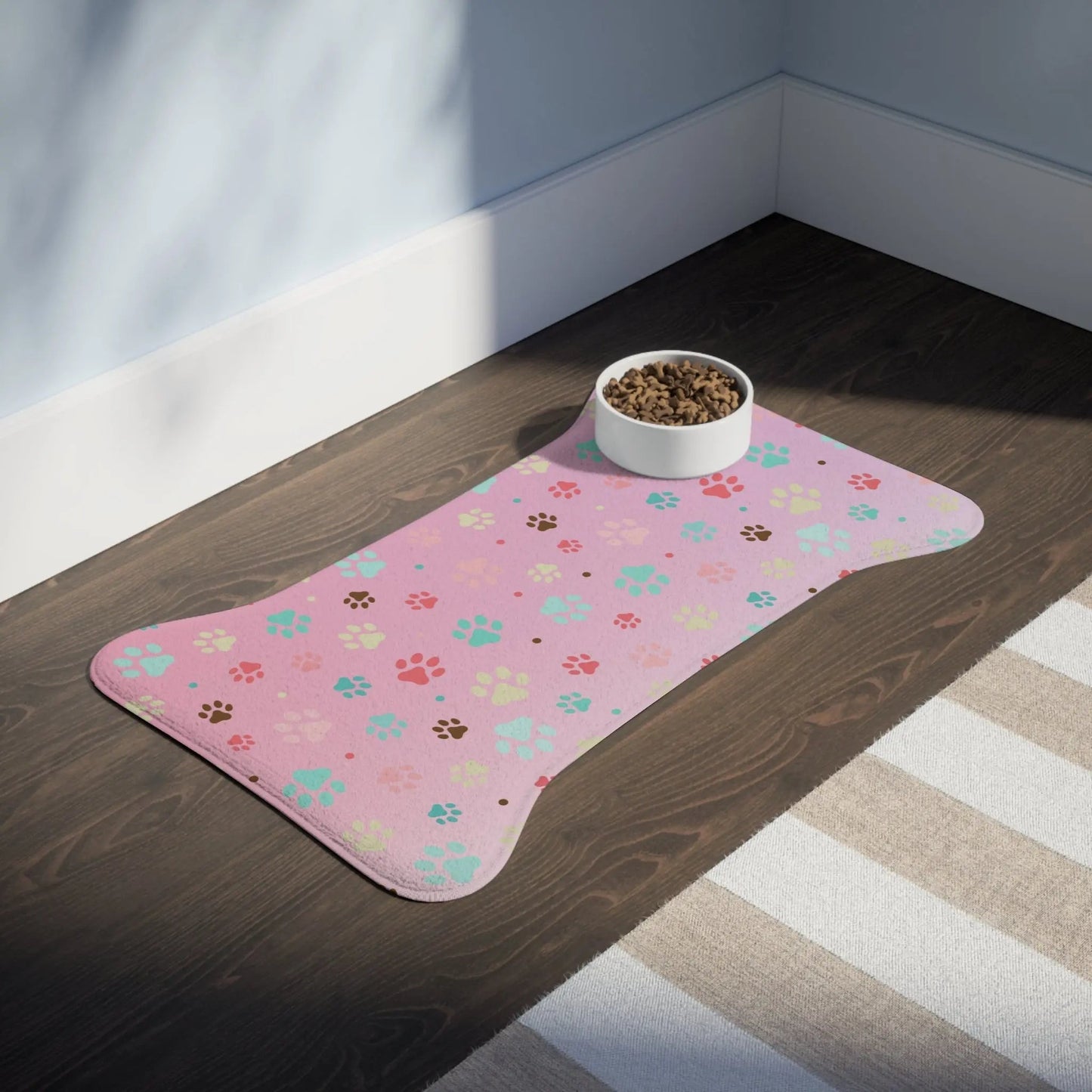 Charming Paw Print Pet Feeding Mat - Slip-Resistant Bowl Holder - Korvel