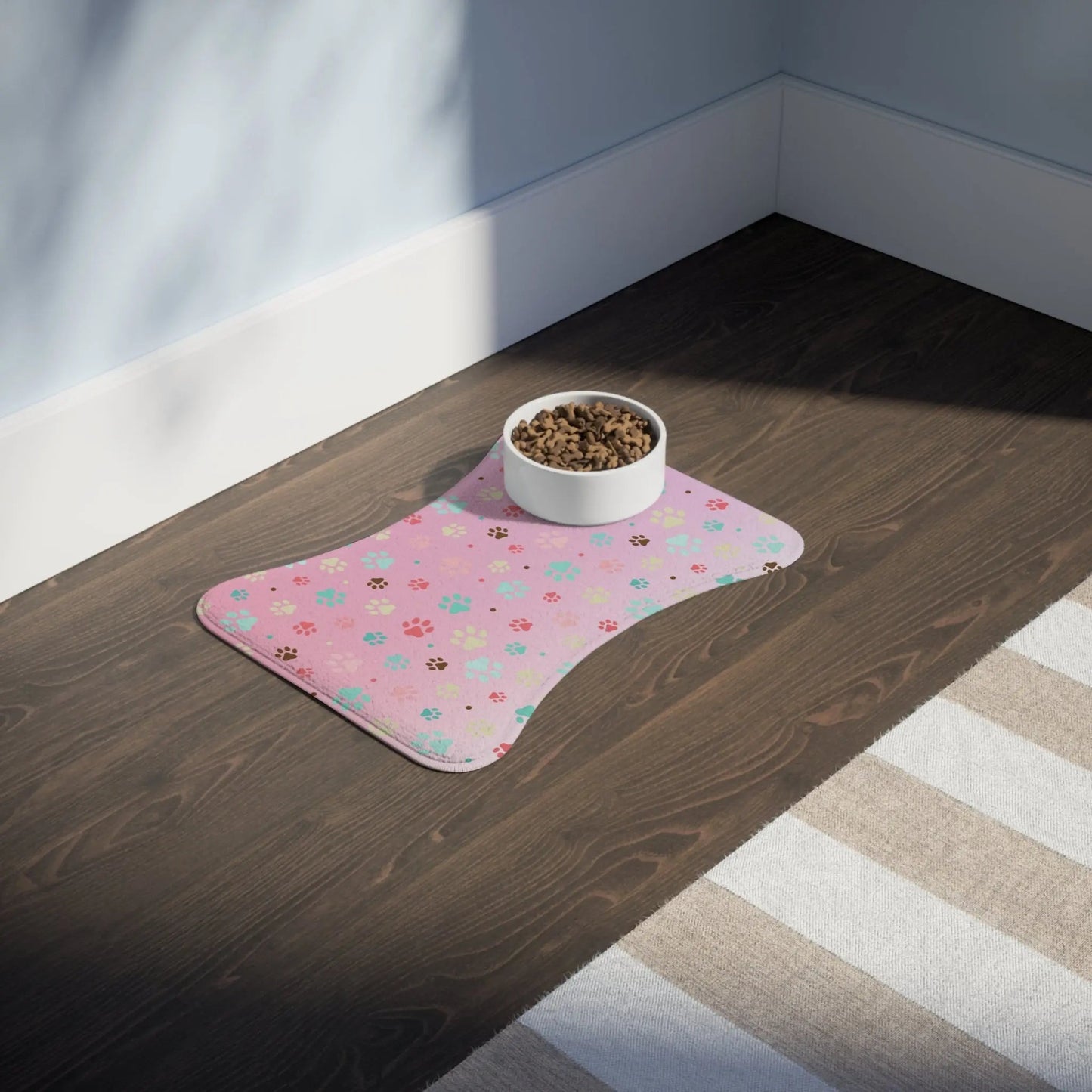 Charming Paw Print Pet Feeding Mat - Slip-Resistant Bowl Holder - Korvel