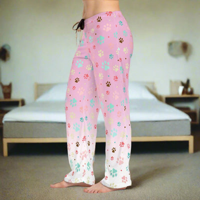 Pantalones de pijama para mujer con estampado de patas de perro - Comodidad acogedora