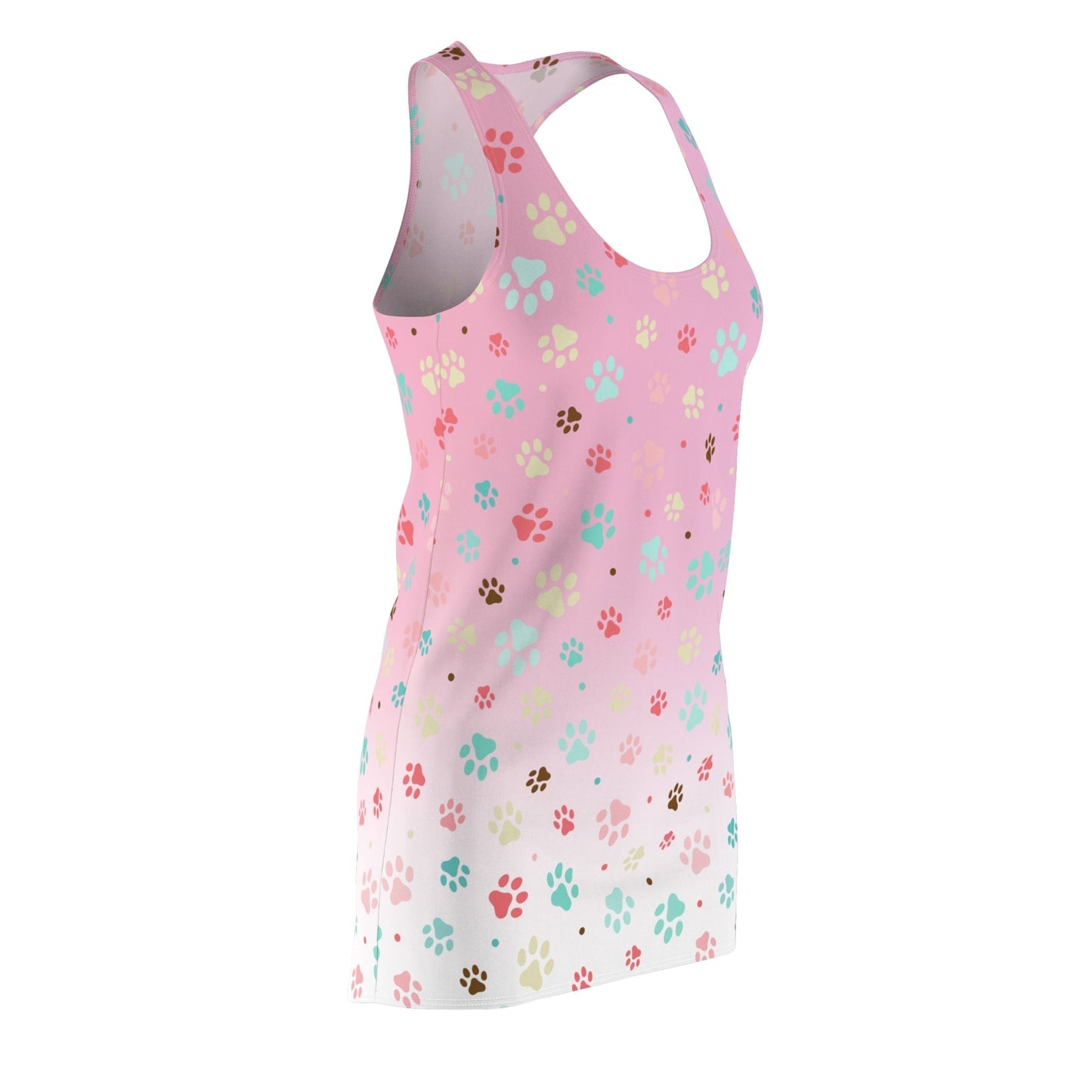 Vestido Racerback de Huellas de Patas Rosadas para Amantes de Mascotas