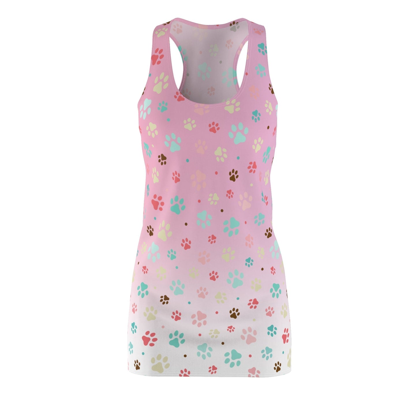 Vestido Racerback de Huellas de Patas Rosadas para Amantes de Mascotas