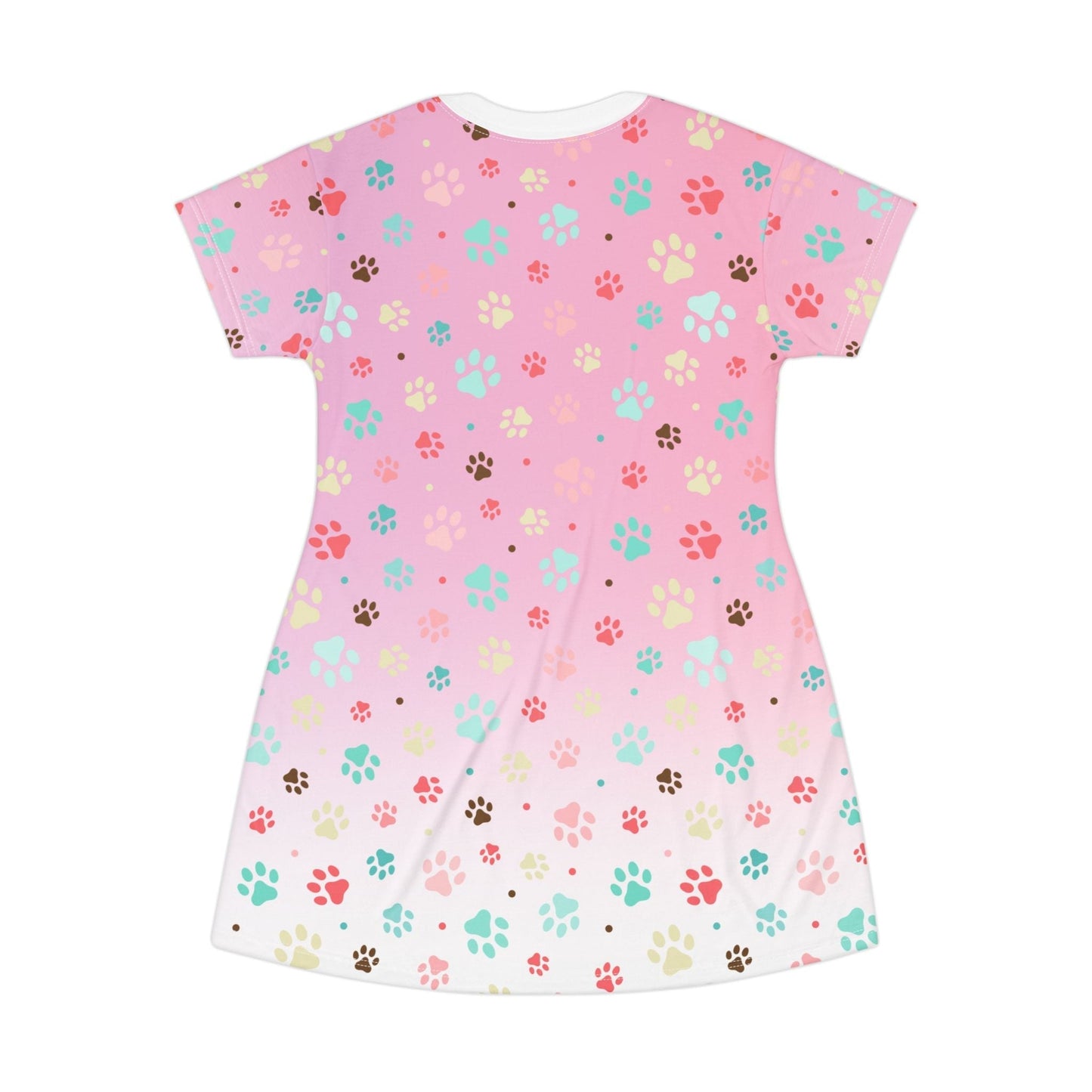 Charming Pink Paw Print T-Shirt Dress for Pet Lovers