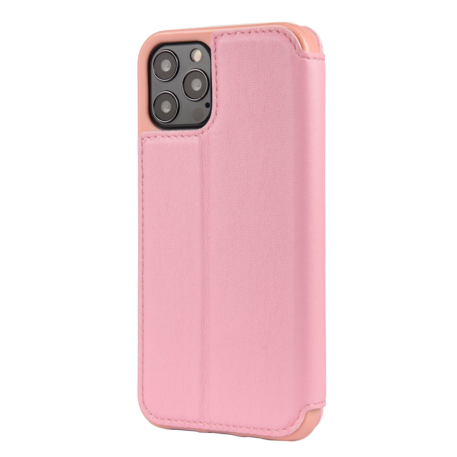 Chic Pink Leather Wallet Case for iPhone - Full Protection & Card Holder - Korvel
