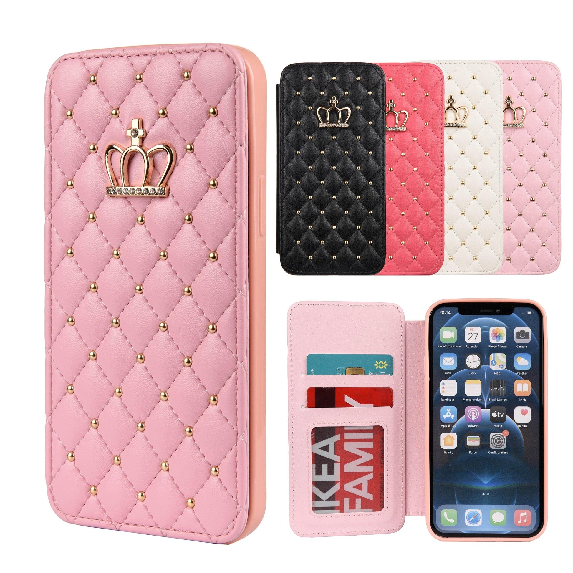 Chic Pink Leather Wallet Case for iPhone - Full Protection & Card Holder - Korvel