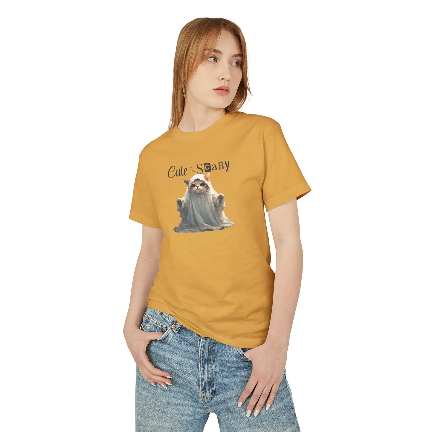 Camiseta Unisex de Gatito Fantasma Bonito y Espeluznante para un Estilo Espeluznante