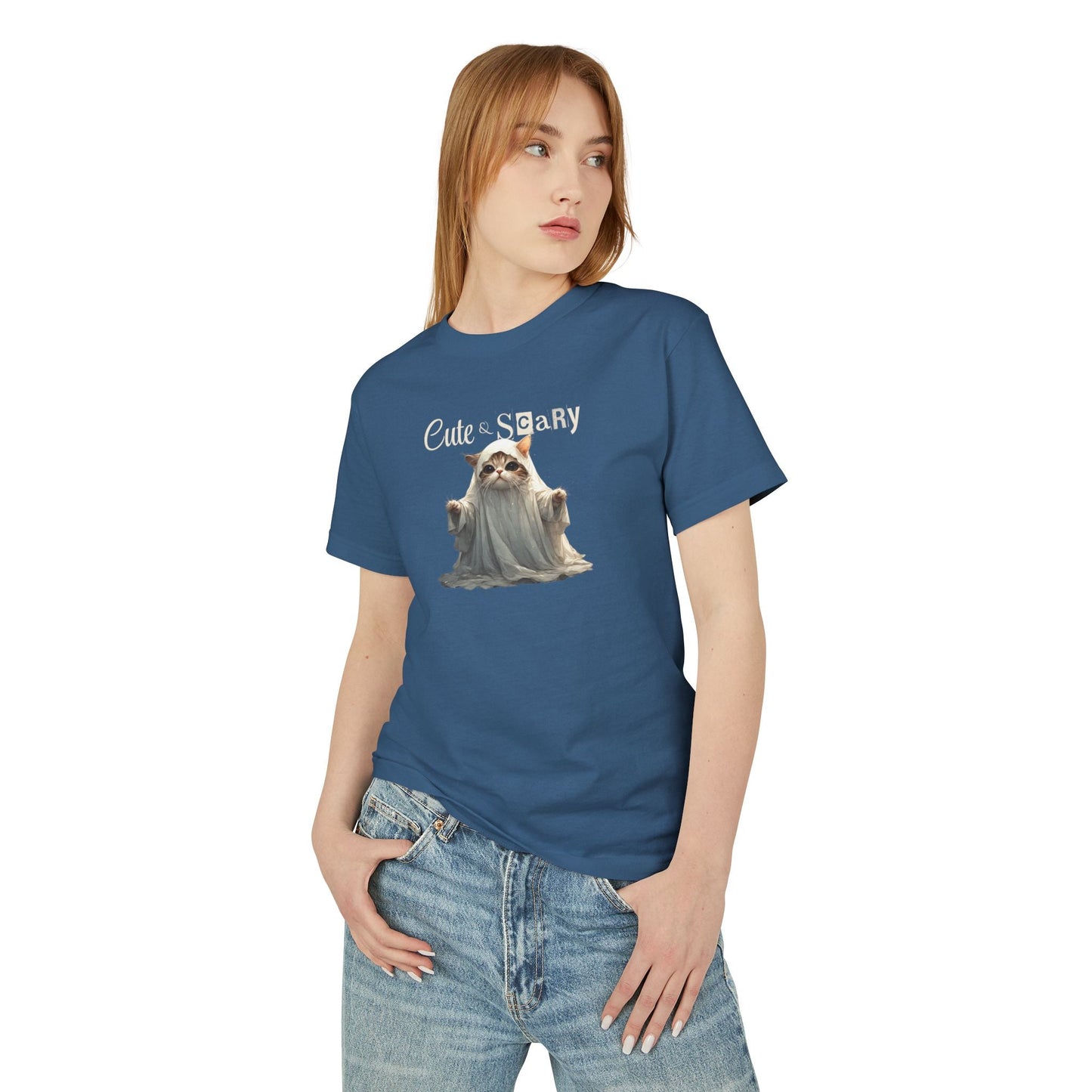 Camiseta Unisex de Gatito Fantasma Bonito y Espeluznante para un Estilo Espeluznante