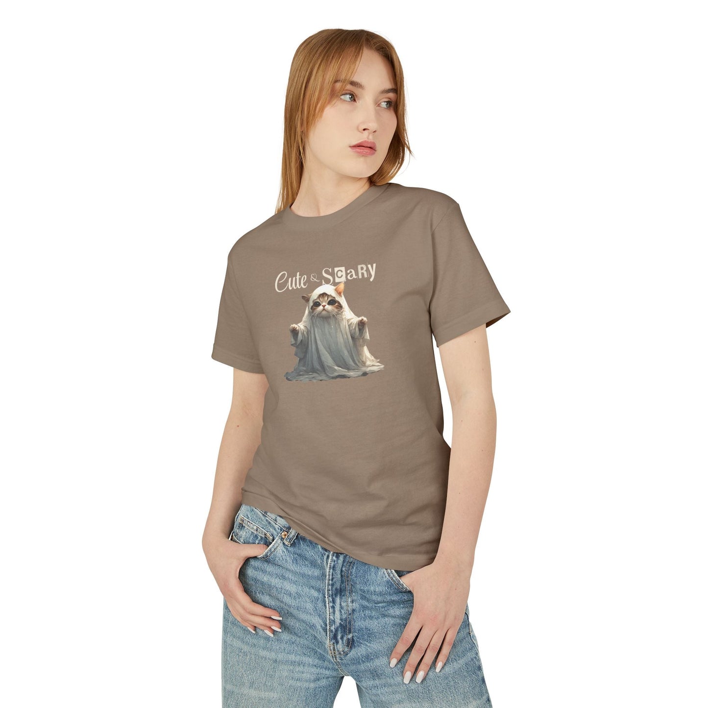 Camiseta Unisex de Gatito Fantasma Bonito y Espeluznante para un Estilo Espeluznante