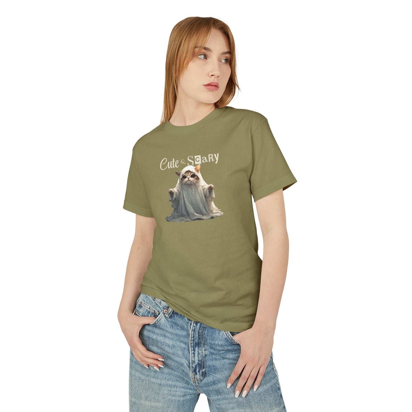 Camiseta Unisex de Gatito Fantasma Bonito y Espeluznante para un Estilo Espeluznante
