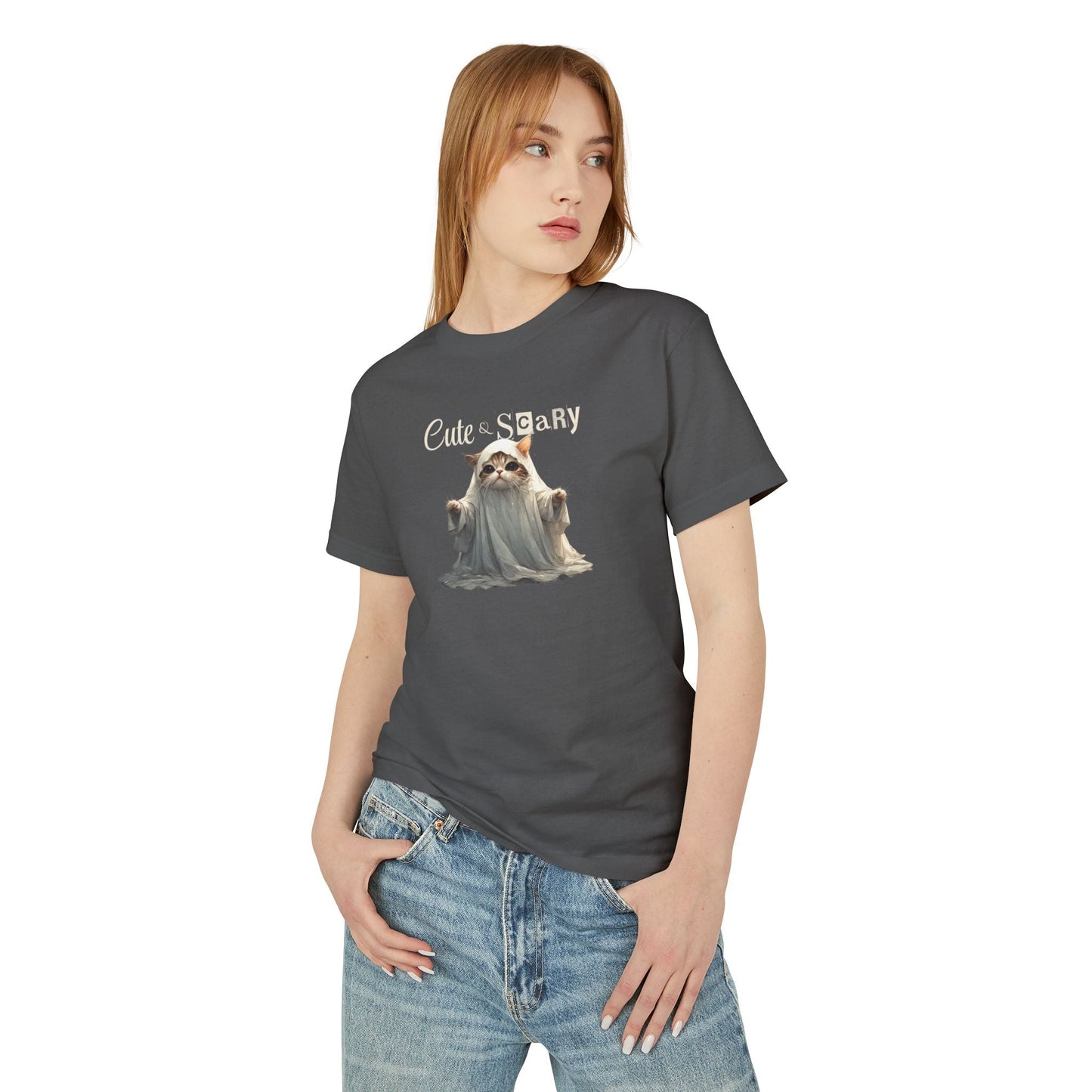 Camiseta Unisex de Gatito Fantasma Bonito y Espeluznante para un Estilo Espeluznante