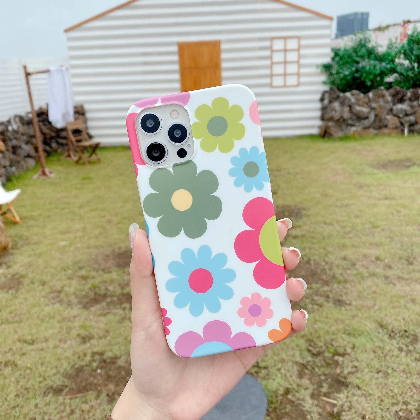 Coque de téléphone à fleurs lisses et mignonnes pour iPhone - Protection élégante