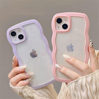 Coque de téléphone ondulée transparente élégante pour iPhone