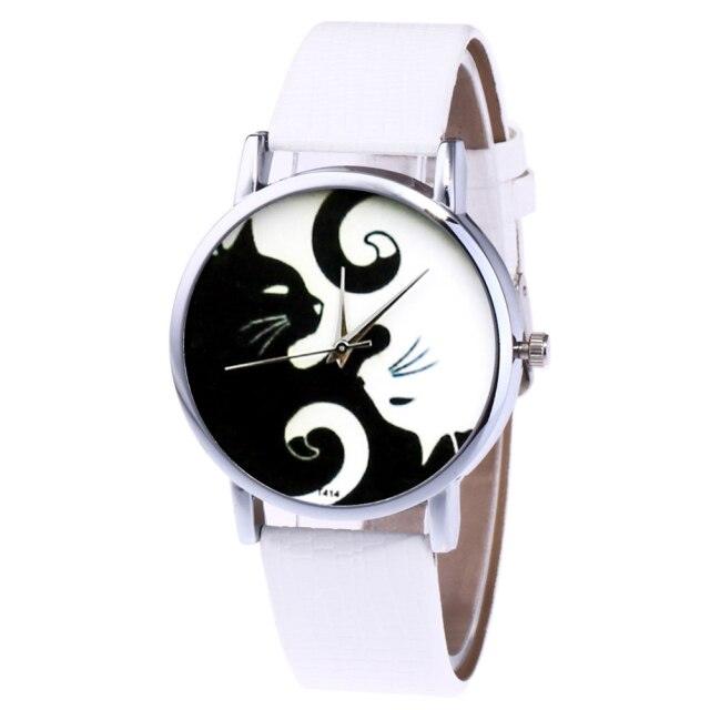 Montres Couple de Chats Mignons avec Bracelet en Cuir - Montres à Quartz Élégantes