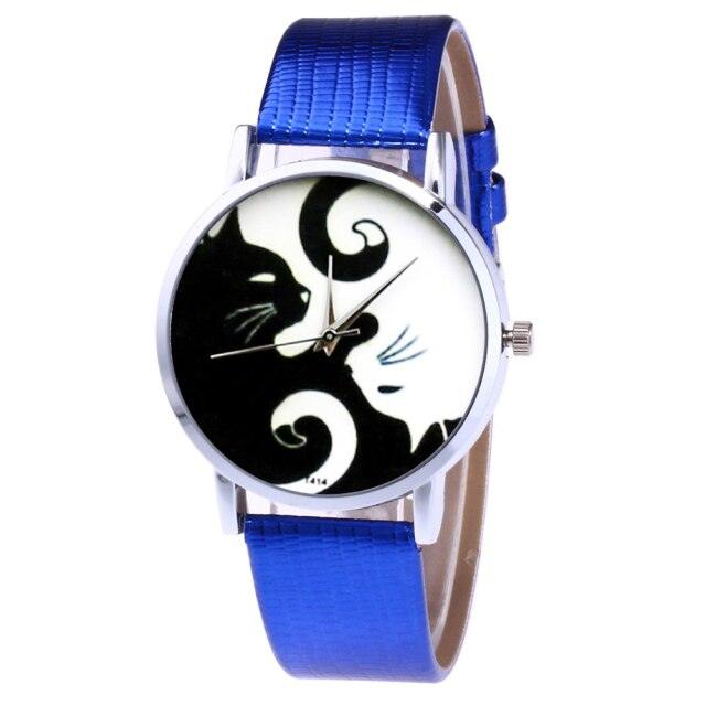Montres Couple de Chats Mignons avec Bracelet en Cuir - Montres à Quartz Élégantes