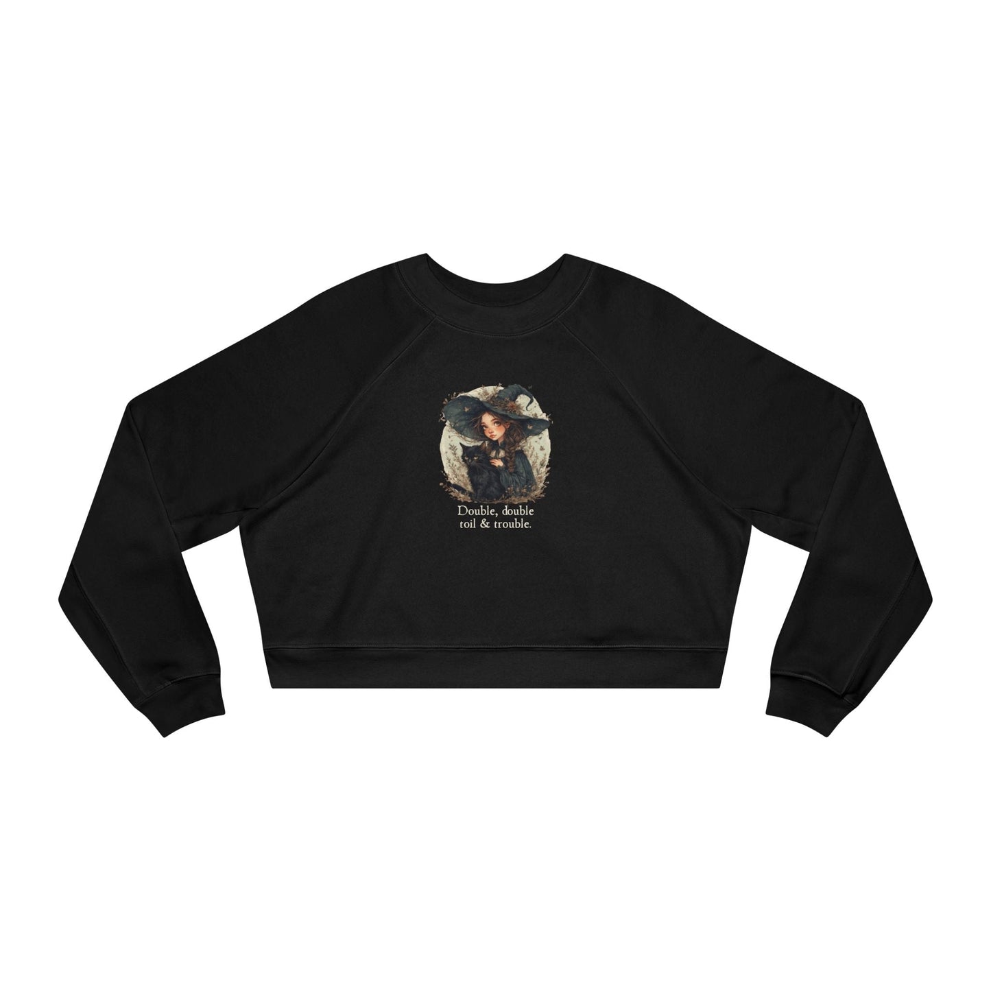 Sudadera Cortada Linda de Gato Bruja para Mujeres