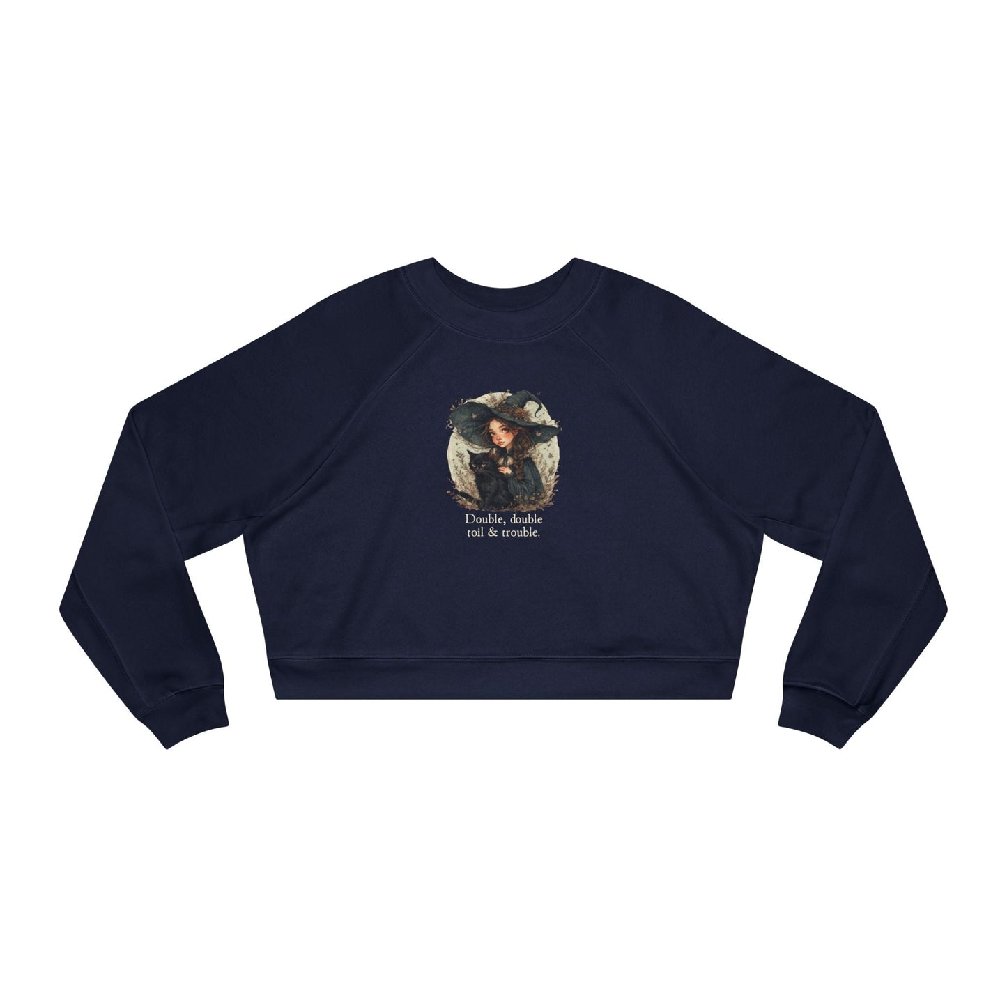 Sudadera Cortada Linda de Gato Bruja para Mujeres