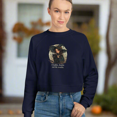 Sudadera Cortada Linda de Gato Bruja para Mujeres