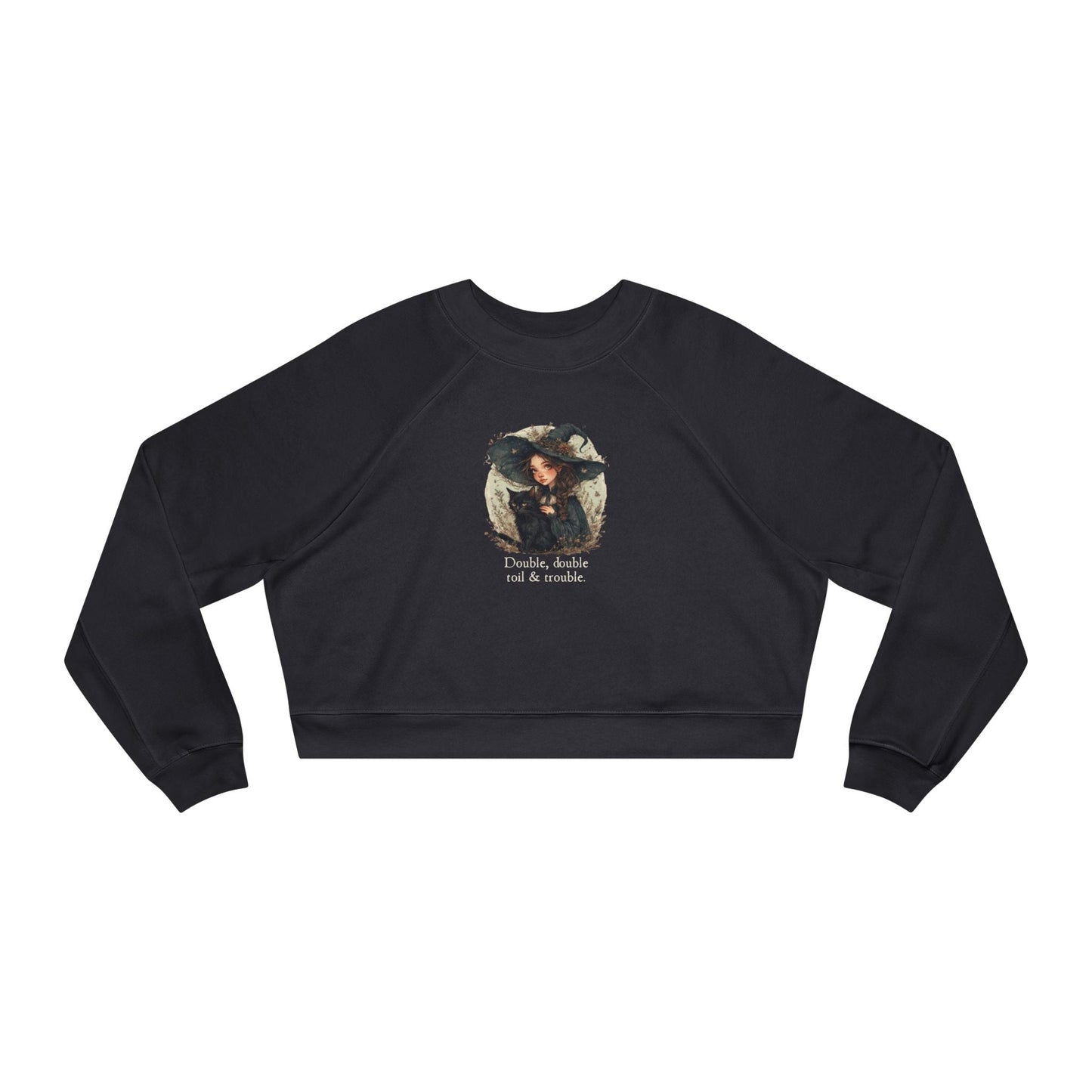 Sudadera Cortada Linda de Gato Bruja para Mujeres
