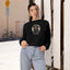 Sudadera Cortada Linda de Gato Bruja para Mujeres