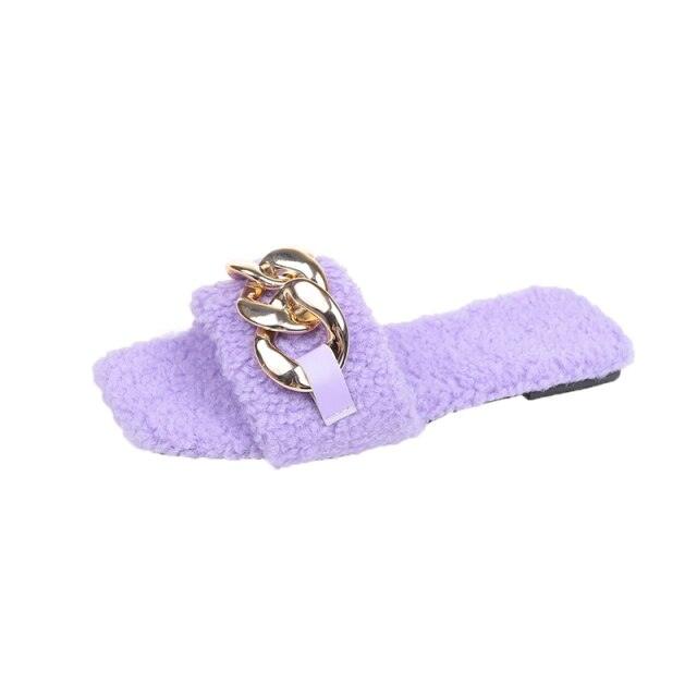 Sandalias de cadena de punta cuadrada para mujeres con estilo