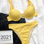 Elegant High Waist Solid Color Bikini Set for Women