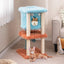 Cute Monster-Themed Cat Tower with Plush Condo - Blue