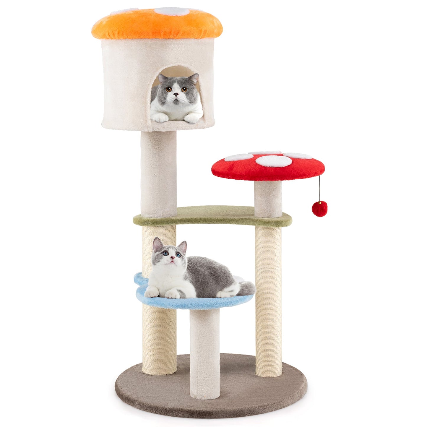 Árbol para Gatos en Forma de Hongo con Postes de Rascado de Sisal